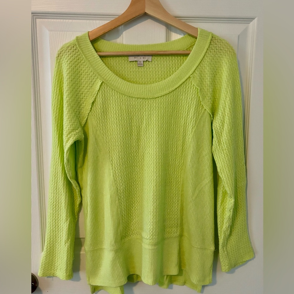 Eri + Ali for Anthropology Lime Green Knit Sweater